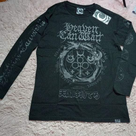 Killstar nwt long sleeve gothic tee! occult pentagram subtle design - Picture 10 of 13